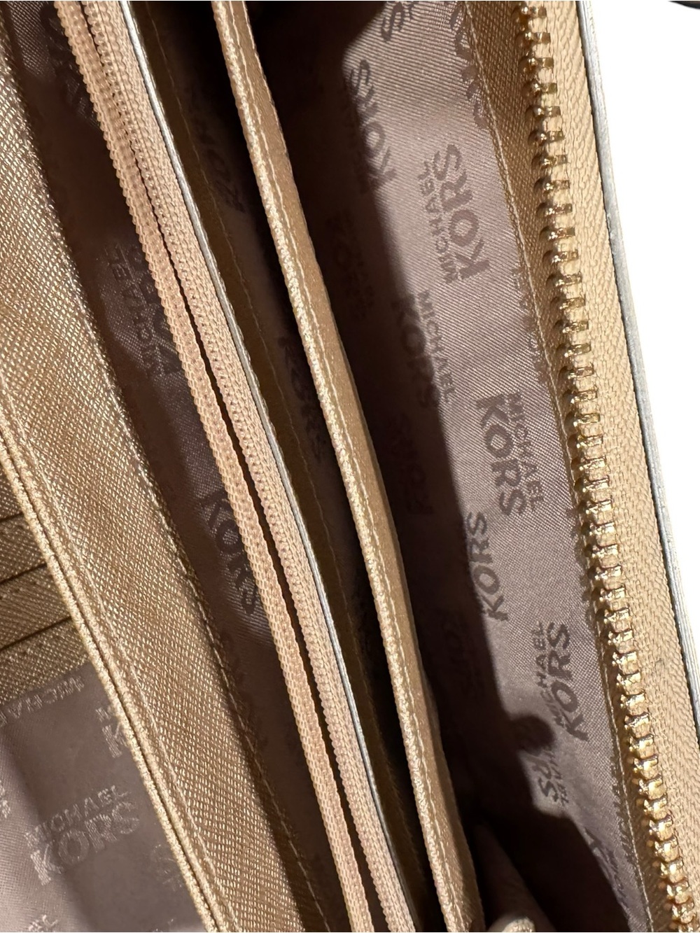 Michael Kors Metallic Gold MK Logo Wristlet Clutch - Picture 6 of 6